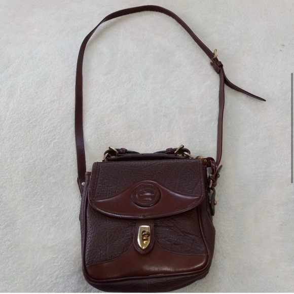 Vintage Dooney & Bourke All Weather Leather Brown Pebbled Crossbody Purse - Picture 6 of 13